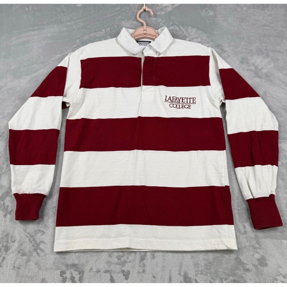 Barbarian Rugby Shirt Mens Small Maroon White Striped Lafayette College Polo